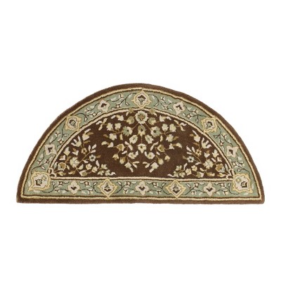 ACHLA Designs 26"x56" Oriental Half Round Handmade Woven Hearth Rug Coffee