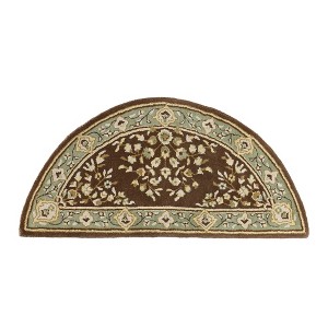 ACHLA Designs 26"x56" Oriental Half Round Handmade Woven Hearth Rug Coffee - 1 of 4