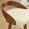Counter Height Bar Stools Set of 2, Wood Legs Bar Chairs with Low Back, 360-Degree Swivel with Soft Cushion Seat - 3 of 4