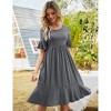 Coolmee Women Casual Ruffle Hem Round Neck Short Sleeve Tiered Flowy Midi Dress With Pockets - 3 of 4