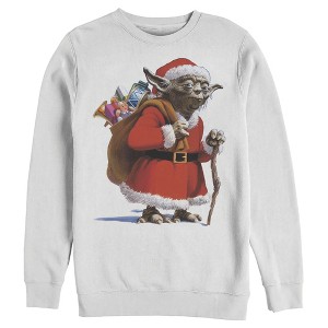 Men's Star Wars Christmas Santa Yoda Sweatshirt - 1 of 3
