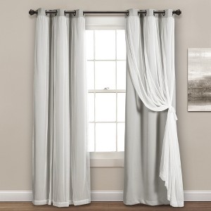 Lush Décor Grommet Sheer Panels with Insulated Room Darkening Lining Light Gray Set 38X108 - 1 of 2