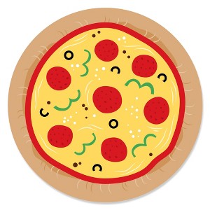 Big Dot of Happiness Pizza Party Time - Baby Shower or Birthday Party Circle Sticker Labels - 24 Count - 1 of 4