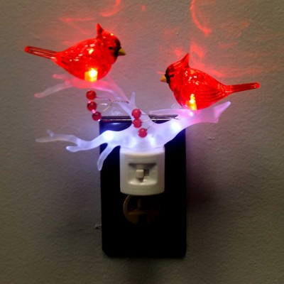 Red Cardinals on Frosted Branch LED Night Light