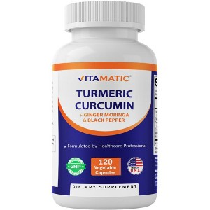 Turmeric Curcumin 3000mg, 95% Curcuminoids, Black Pepper, Ginger, Moringa - 120 Vegetable Capsules - 1 of 4