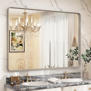 KIOTEE Rectangular Aluminum Alloy Framed and Tempered Glass Wall Bathroom Vanity Mirror in Matte Black - 1 of 4