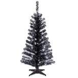 4ft National Christmas Tree Company Black Tinsel Artificial Pencil Christmas Tree 70ct Clear
