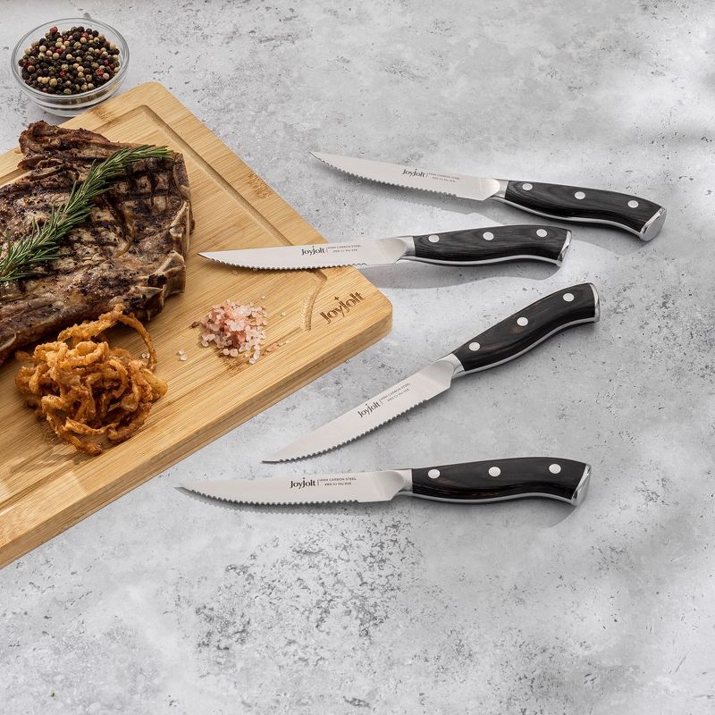 JoyJolt 4pc Steak Knives Set of 4. High Carbon, x50 German Steel Kitchen Knife Set, 4 of 8