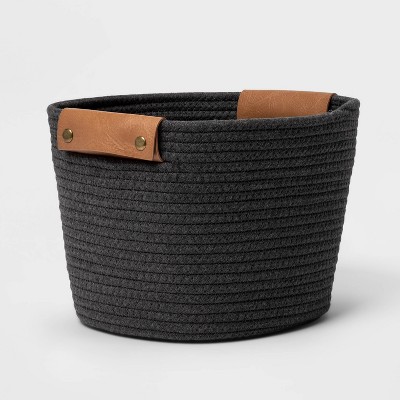 11" Decorative Coiled Rope Basket Gray Charcoal - Brightroom™: Storage Basket for Gifts, 11 Inch Cube System Compatible