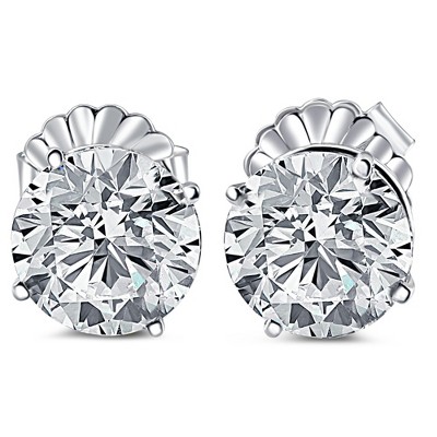Pompeii3 6.00CT Round Diamond Studs 14k White Gold Lab Created