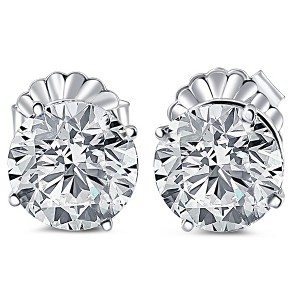 Pompeii3 6.00CT Round Diamond Studs 14k White Gold Lab Created - 1 of 4