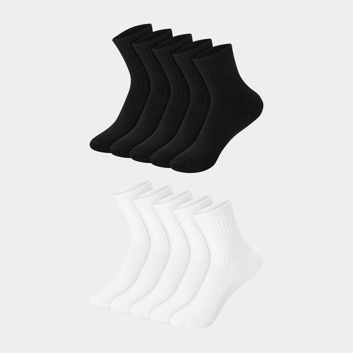 Hanes Boys' 10pk Premium Crew Socks - Black/White