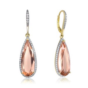 Guili Teardrop Leverback Earrings in Sterling Silver with CZ in Amber, Emerald, Sapphire, Gold & Rose Gold – Vibrant Sparkle for Luxe Appeal - 1 of 3