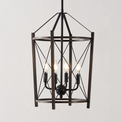 Peltier 4-Light Black and Brown LED Pendant Light