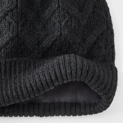 Girls' Cable Heart Beanie Hat - Cat & Jack Black - image 3