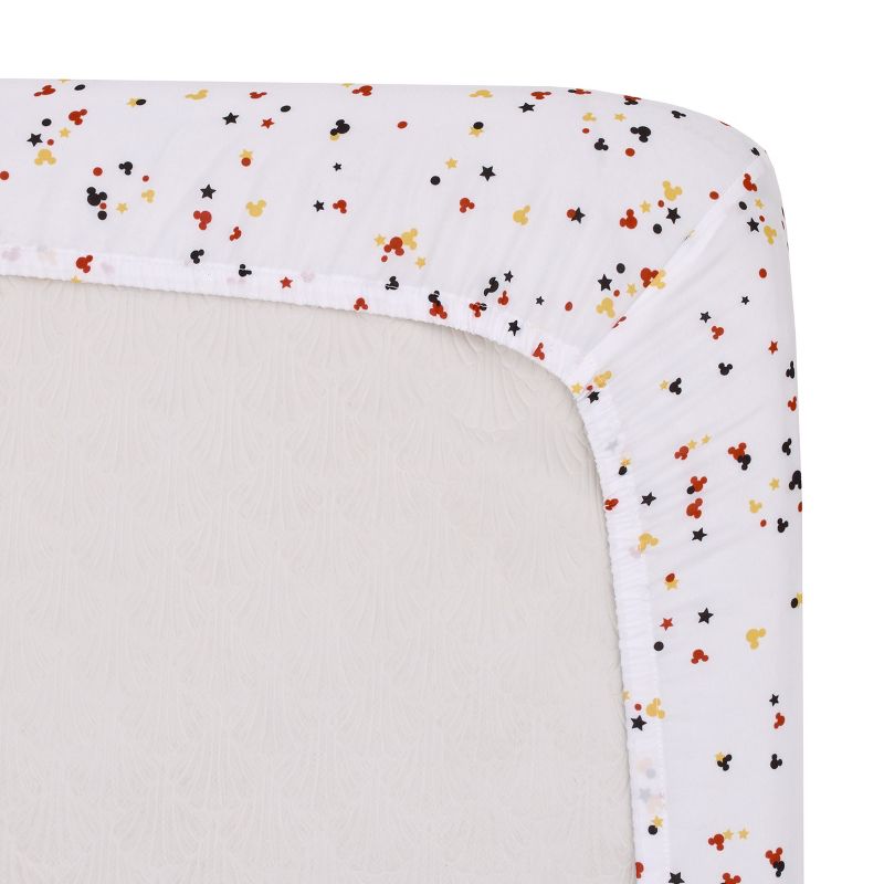 Disney Mickey Mouse - Red, Yellow, Black and White Mickey Confetti Nursery Fitted Mini Crib Sheet, 4 of 6