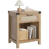 Nightstand with Drawer, Mid-Century Modern Bedside Table ¨C Boho Rattan & Iron Accents, Compact Storage for Bedroom - 4 of 4
