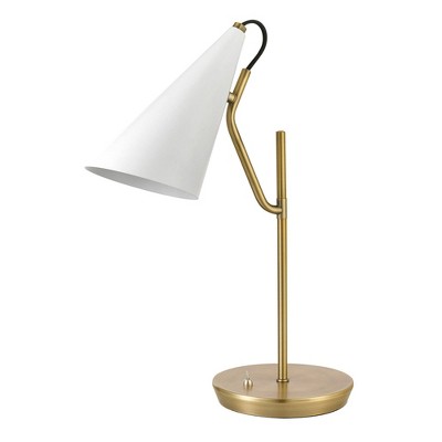 Photo 1 of 18 Hartford Desk Lamp with Shade Matte Brass/White - Globe Electric