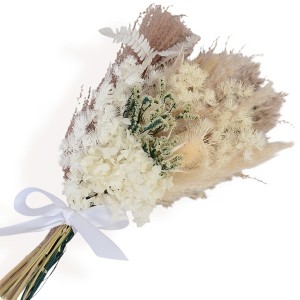 Alilang Decorative Dried Bouquet with Textured Floral Accents for Home Decoration and Gifts, 17 Inches - White - 1 of 4