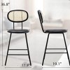 FONTOI Counter Stools Set of 4 with Rattan Backrest, Metal Bar Stools for Kitchen Island Home, Black, 17.9"*36.8"*19.1" - 3 of 4