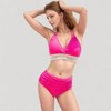 Anna-Kaci Women's High Waist Bikini Set with Crochet Waistband and Halter V Neck Top - 2 of 4