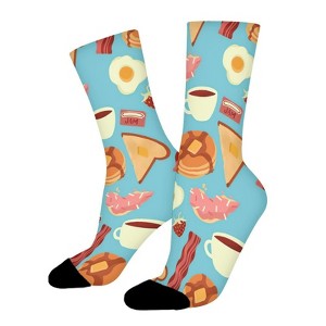 Food Patterns Women Printed Crew Socks Funny Funky Socks Soft Polyester Novelty Gifts for Artists Men - 1 of 4