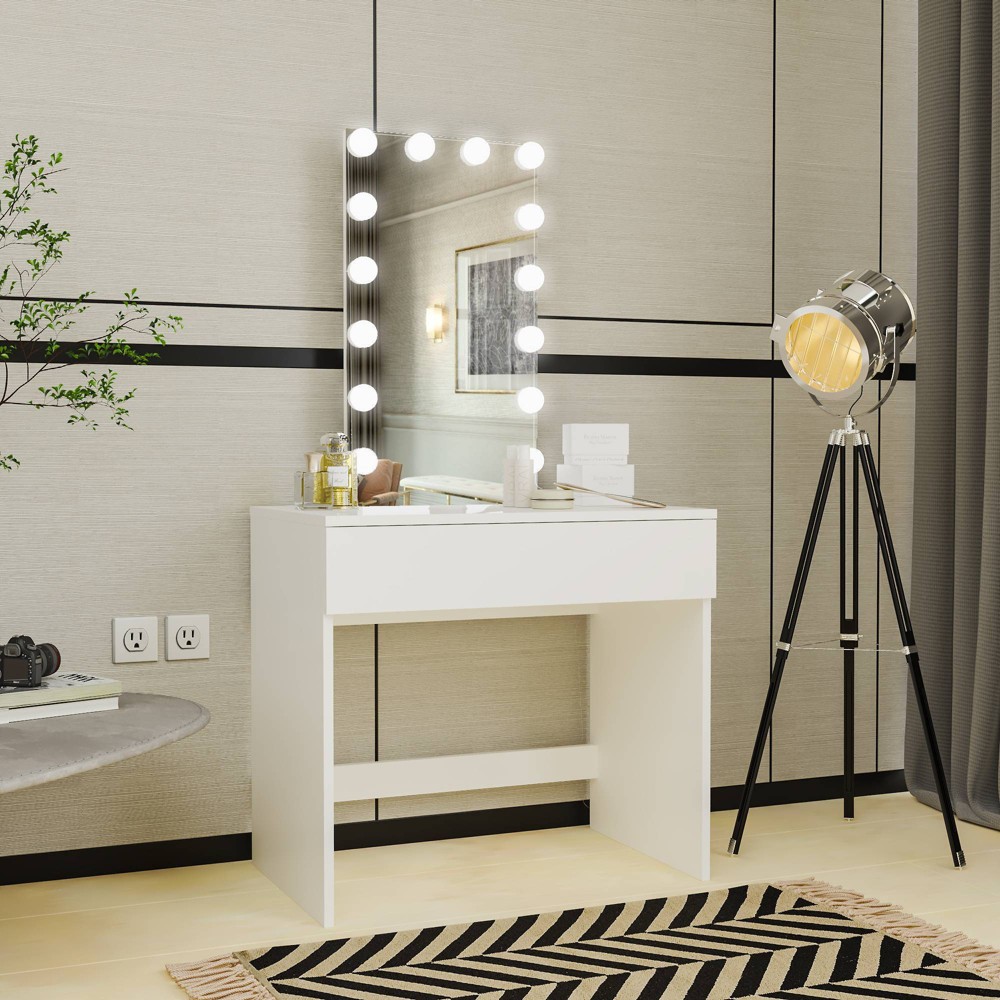 Photos - Bedroom Set Octavia Lighted Makeup Vanity White - Boahaus