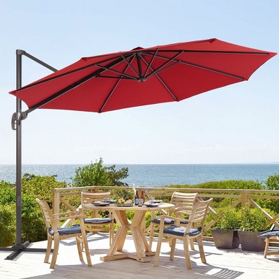 Sonkuki Outdoor 11FT Round Offset Patio Cantilever Aluminum Umbrella