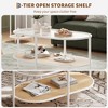 37" Rattan Oval Coffee Table, 2-Tier Storage, Metal Frame, Water-Wave Glass, Farmhouse Center Table - 4 of 4