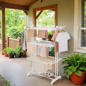 68.1 Inch Tall Foldable 4-Tier Clothes Drying Rack, Steel Rolling Laundry Dryer Stand Easy Assembly Laundry Rack for Indoor Outdoor Use - 1 of 4