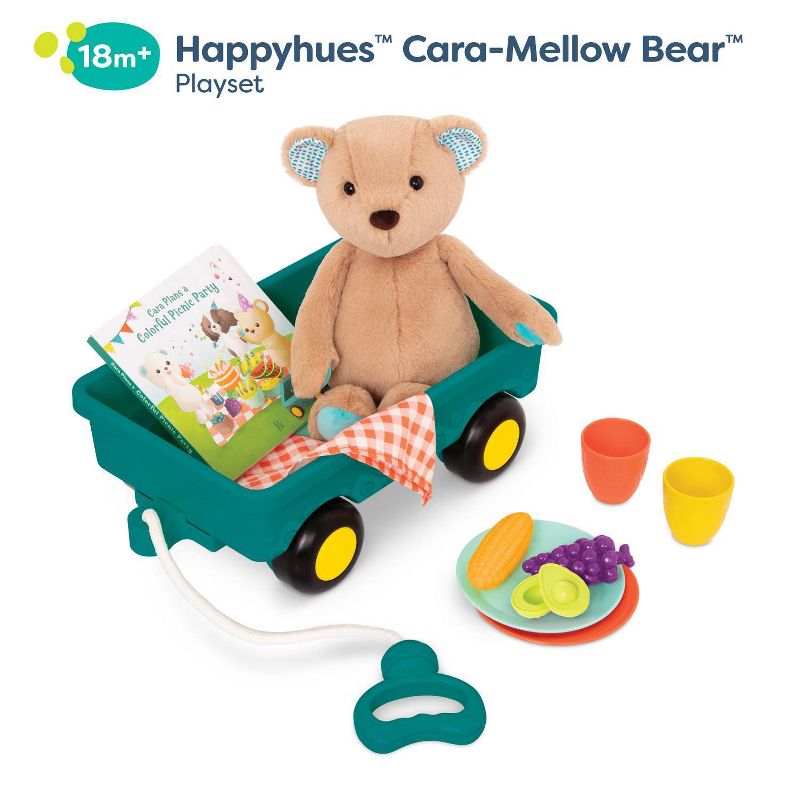 B. toys Teddy Bear, Board Book &#38; Picnic Set - Happyhues Cara Mellow Bear, 4 of 13