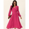 Seta T Women's Long Lantern Sleeve Wrap V Neck Flowy Ruffle Pleated Maxi Dresses - 3 of 4
