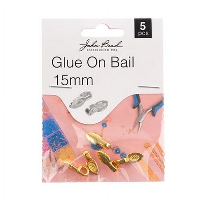 John Bead Must Have Findings Metal Gold 15mm Glue On Bail, 5 Pieces