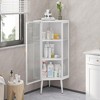 22.25" Floor Coner Cabinet,Three Tiers with Tempered Glass Doors and Storage Shelves for Bathroom, Living Room and Bedroom White - 2 of 4