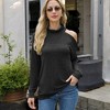 Anna-Kaci Women's Cold Shoulder Long Sleeve Top with Cowl Neck Detail - 2 of 4