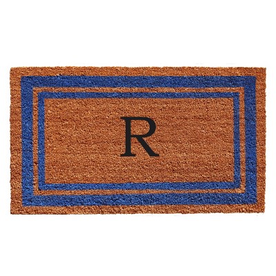 Calloway Mills 152971830R Blue Border 18 In. x 30 In. Monogram Doormat (Letter R)