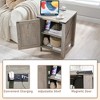 OKD Nightstand with Charging Station, Farmhouse End Table w/Barn Door - 4 of 4