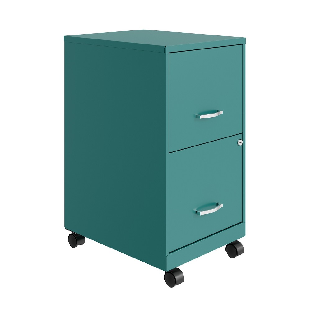 Photos - File Folder / Lever Arch File 18" Deep 2-Drawer Vertical File with Casters Teal - Space Solutions