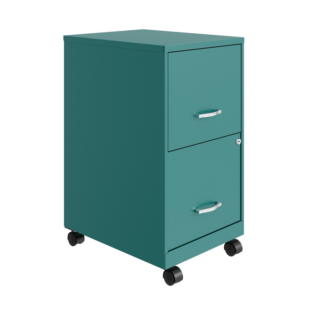18" Deep 2-Drawer Vertical File with Casters Teal - Space Solutions