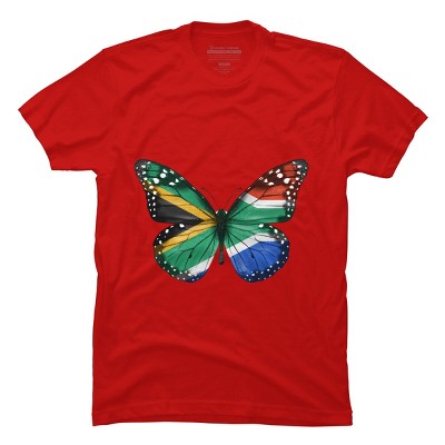 Men's Design By Humans Butterfly Flag Of South Africa By GiftsIdeas T-Shirt