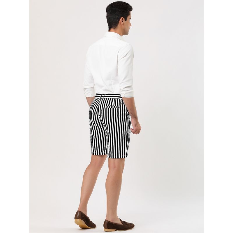 Lars Amadeus Men's Summer Shorts Stripe Slim Fit Flat Front Seersucker Chino Short Pants, 5 of 7