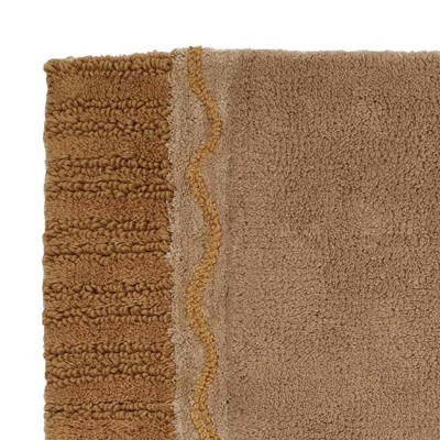 Gold Cotton Braided Medallion Bath Rug with Non-Skid Backing