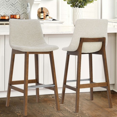 South 28 Seat Height Upholstered Bar Stool With Rubberwood Legs