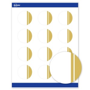 Avery® Cards, 2" Diameter, Double-Dipped Gold Edge, Matte White, 120ct - 1 of 4