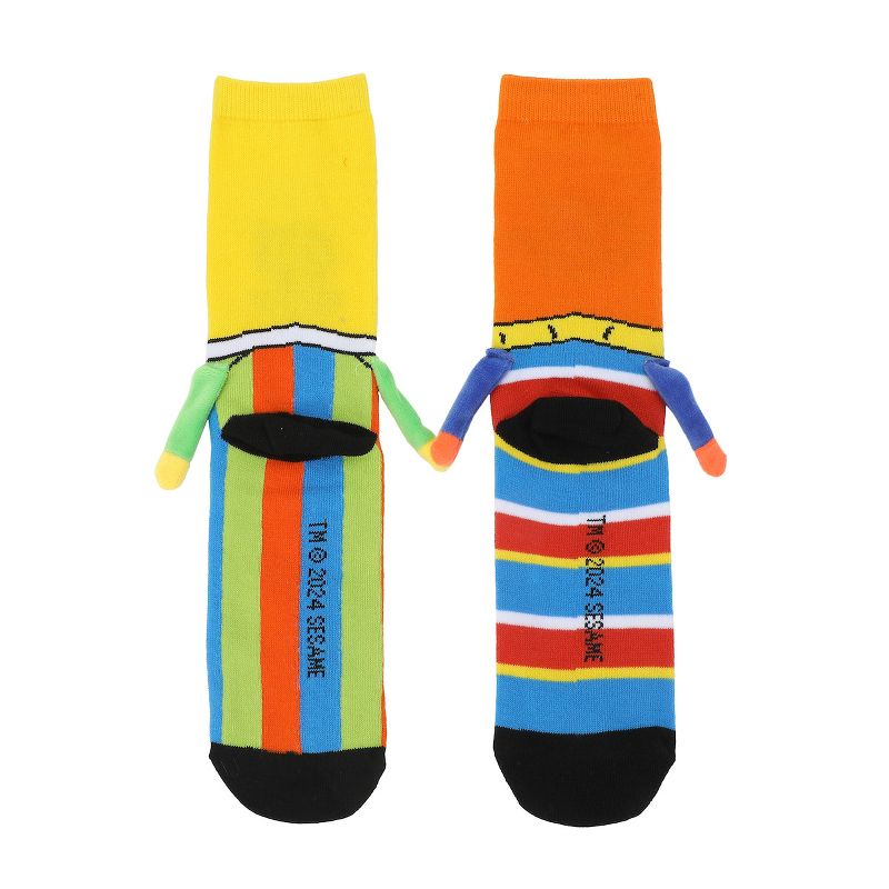 Sesame Street Bert & Ernie Women's Casual Crew Socks With 3D Arms & Magnetic Hands, 3 of 7