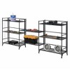 Breighton Home 32.5" Xtra Storage 3 Tier Wide Folding Metal Shelves with Set of 2 Extension Shelves in Black - 3 of 4