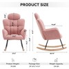 SKRAN Teddy Fabric Upholstered Rocking Chair,Accent Armchair Padded Seat with High Backrest and Pillow for Living Room, Bedroom, Nursery(Pink) - 3 of 4