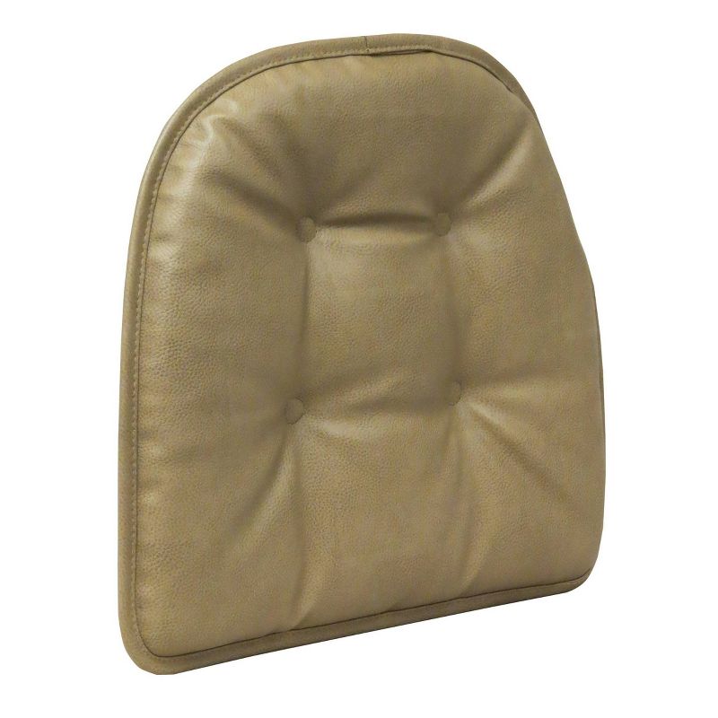 Gripper Non-Slip Faux Leather Tufted Chair Pad Set of 2 - Taupe, 2 of 4