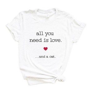 Simply Sage Market Women's All You Need Is Love and A Cat Short Sleeve Graphic Tee - 1 of 4