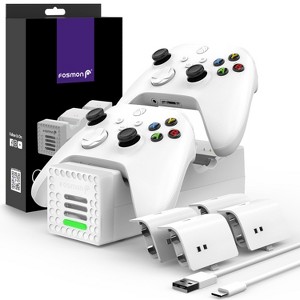 Fosmon for Series X S Xbox X Controller Charger Station with 4 Rechargeable Battery Pack, Xbox Series X Charging Station Dock -White - 1 of 4